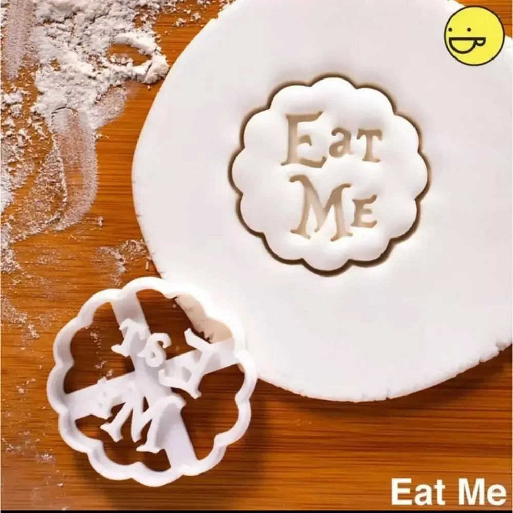 Alice in Wonderland cookie cutters Eat Me Drink Me We're All Mad Here 3 pieces